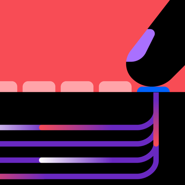 Graphic of a finger pressing a key and pulses coming from it.